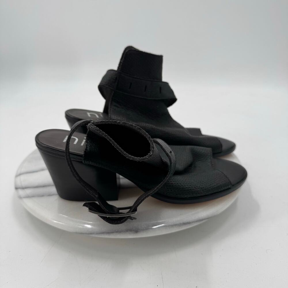 Nicole tallulah black leather open toe heel